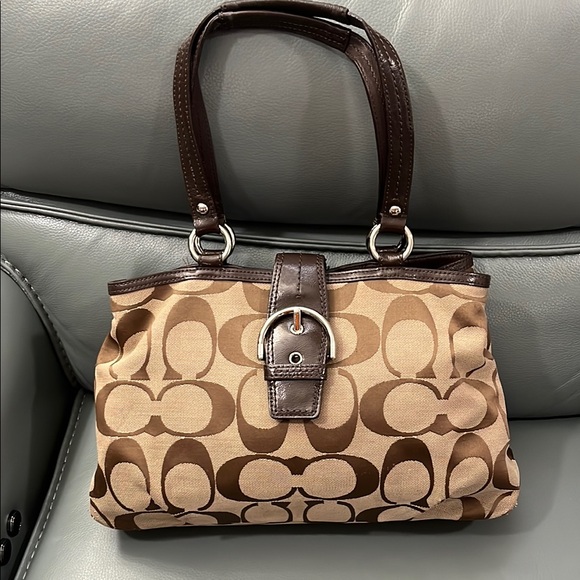 Coach Handbags - Coach Brown & Tan Signature Tote Bag